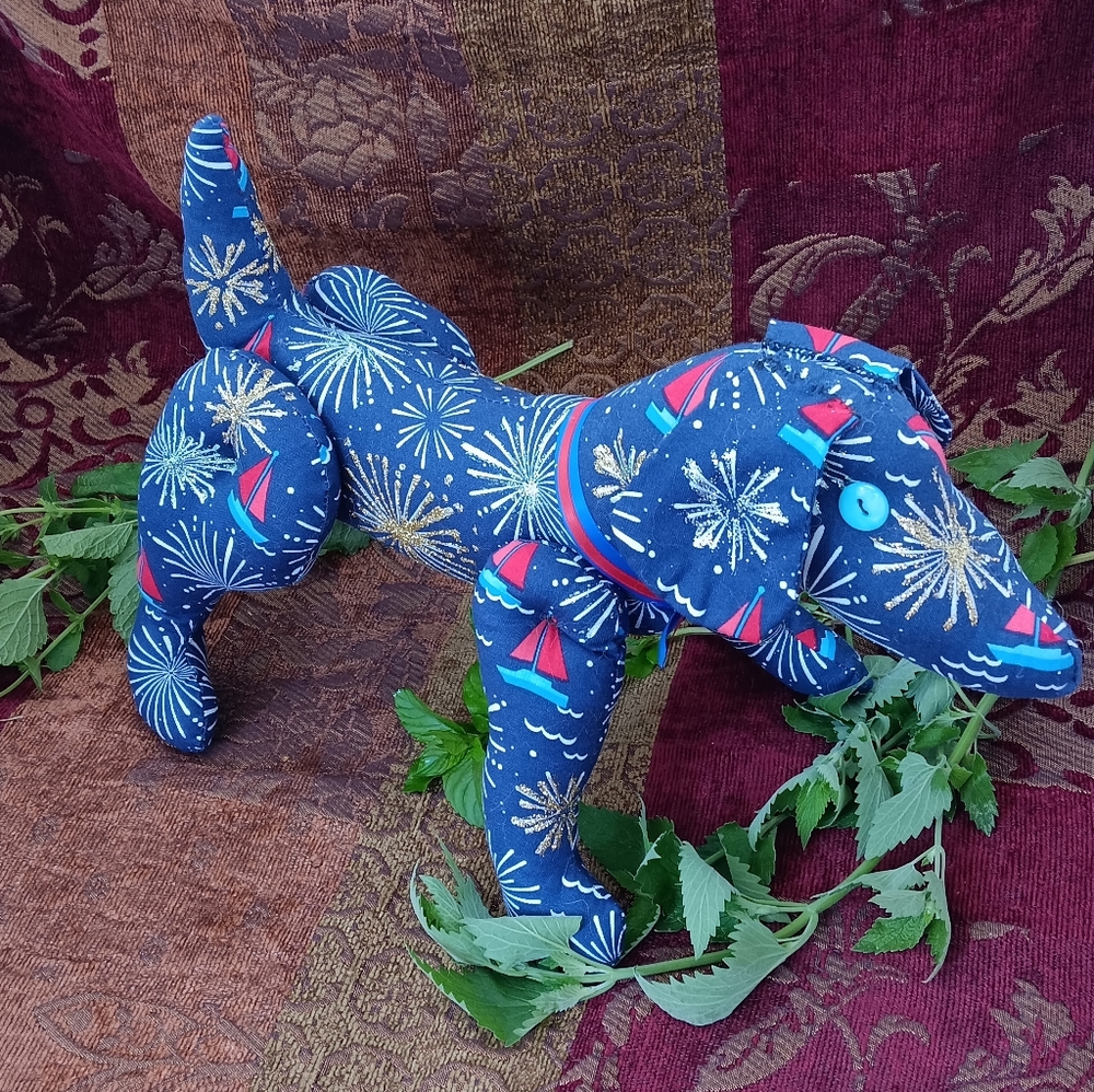 Handmade Plush Dog "Fireworks" Large - Picture 3 of 9